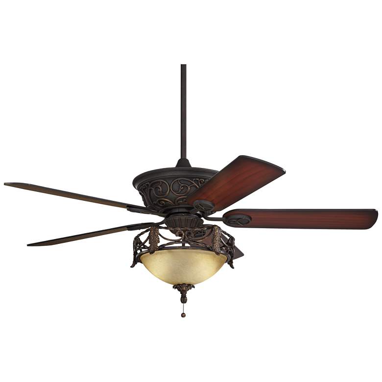 Image 2 52 inch Casa Contessa LED Bronze Scavo Indoor Ceiling Fan with Pull Chain