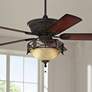 52" Casa Contessa LED Bronze Scavo Indoor Ceiling Fan with Pull Chain