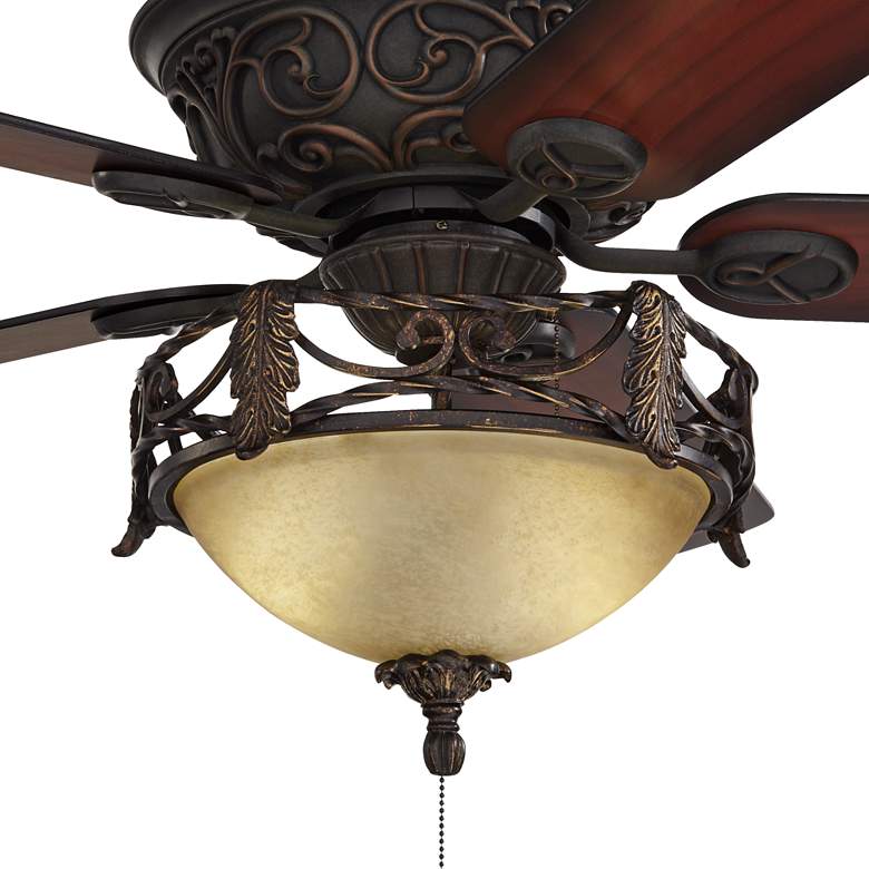 Image 3 52 inch Casa Contessa LED Bronze Scavo Indoor Ceiling Fan with Pull Chain more views