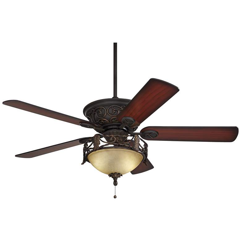 Image 5 52" Casa Contessa LED Bronze Scavo Indoor Ceiling Fan with Pull Chain more views