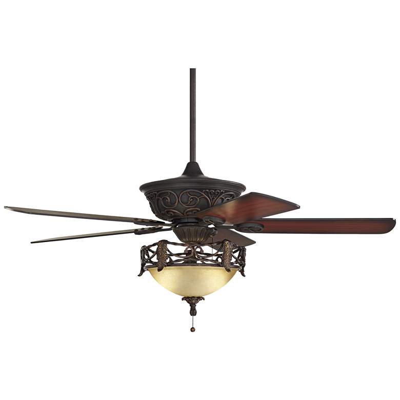 Image 6 52" Casa Contessa LED Bronze Scavo Indoor Ceiling Fan with Pull Chain more views