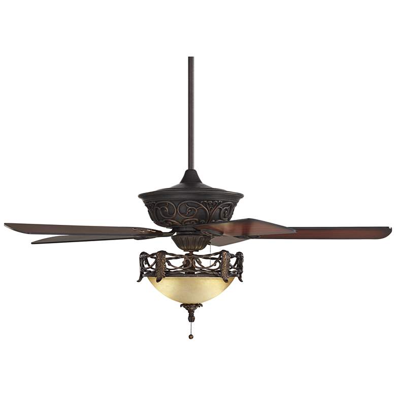 Image 7 52" Casa Contessa LED Bronze Scavo Indoor Ceiling Fan with Pull Chain more views