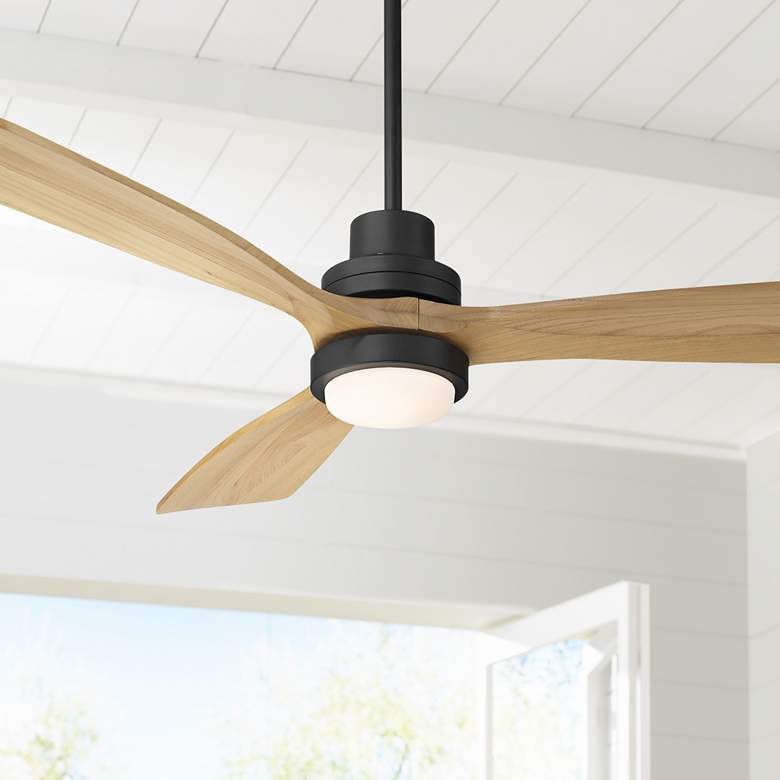 Image 1 52" Casa Delta DC Matte Black Outdoor CCT LED Ceiling Fan with Remote