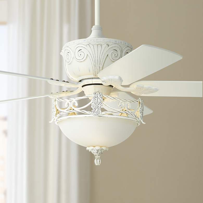 Image 1 52 inch Casa Deville&#8482; Rubbed White Ceiling Fan with Light