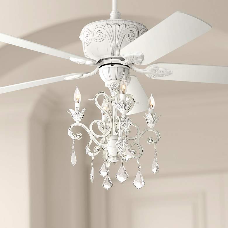 Image 1 52 inch Casa Deville&#8482; Rubbed White Chandelier Ceiling Fan