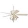 52" Casa Deville White Ceiling Fan with Pull Chain LED Kit