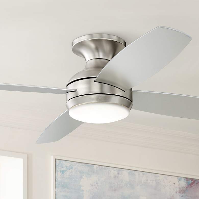 Image 1 52 inch Casa Elite Brushed Nickel LED Hugger Ceiling Fan with Remote