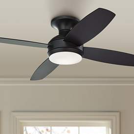 Image1 of 52" Casa Elite Matte Black LED Hugger Ceiling Fan with Remote Control