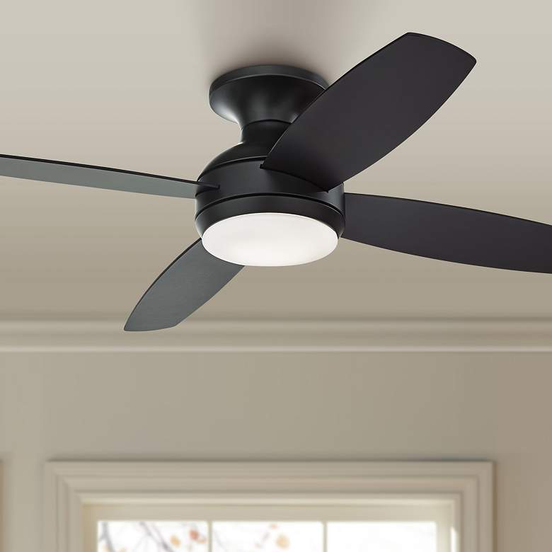 Image 1 52" Casa Elite Matte Black LED Hugger Ceiling Fan with Remote Control