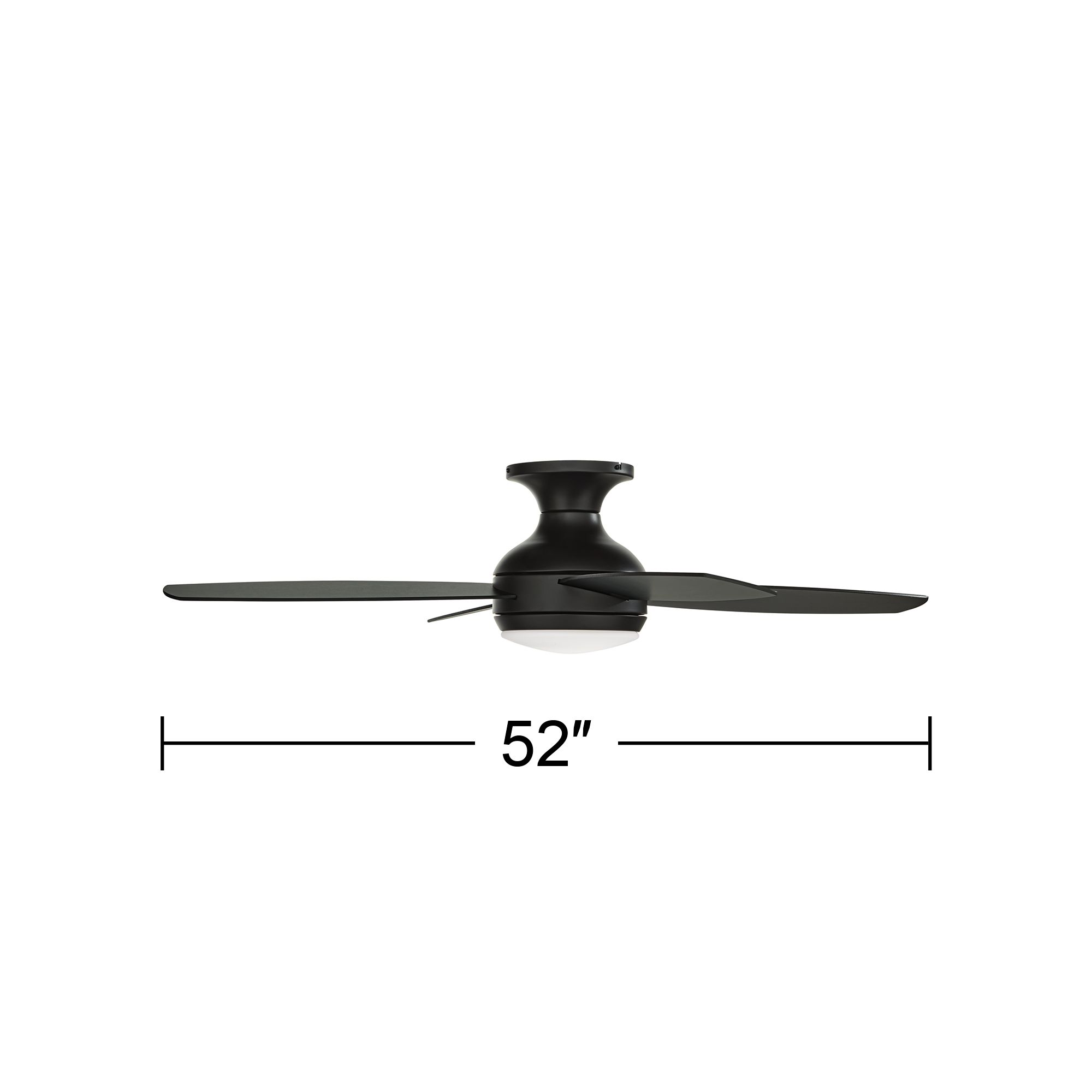 52" Casa Elite Matte Black LED Hugger Ceiling Fan with Remote Control