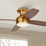 52" Casa Elite Soft Brass LED Hugger Ceiling Fan with Remote
