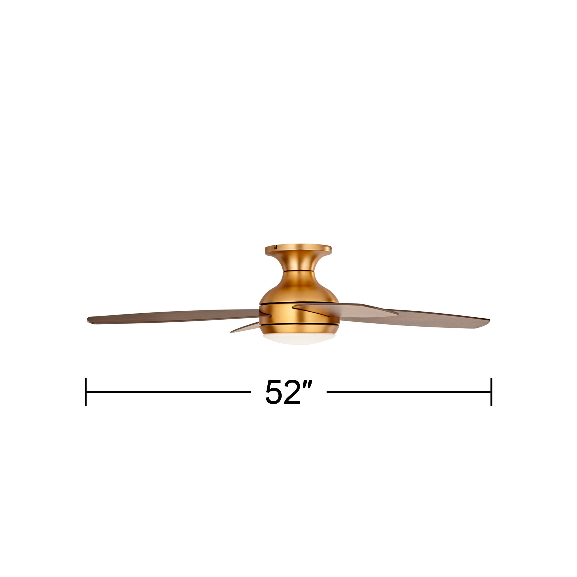 52" Casa Elite Soft Brass LED Hugger Ceiling Fan with Remote
