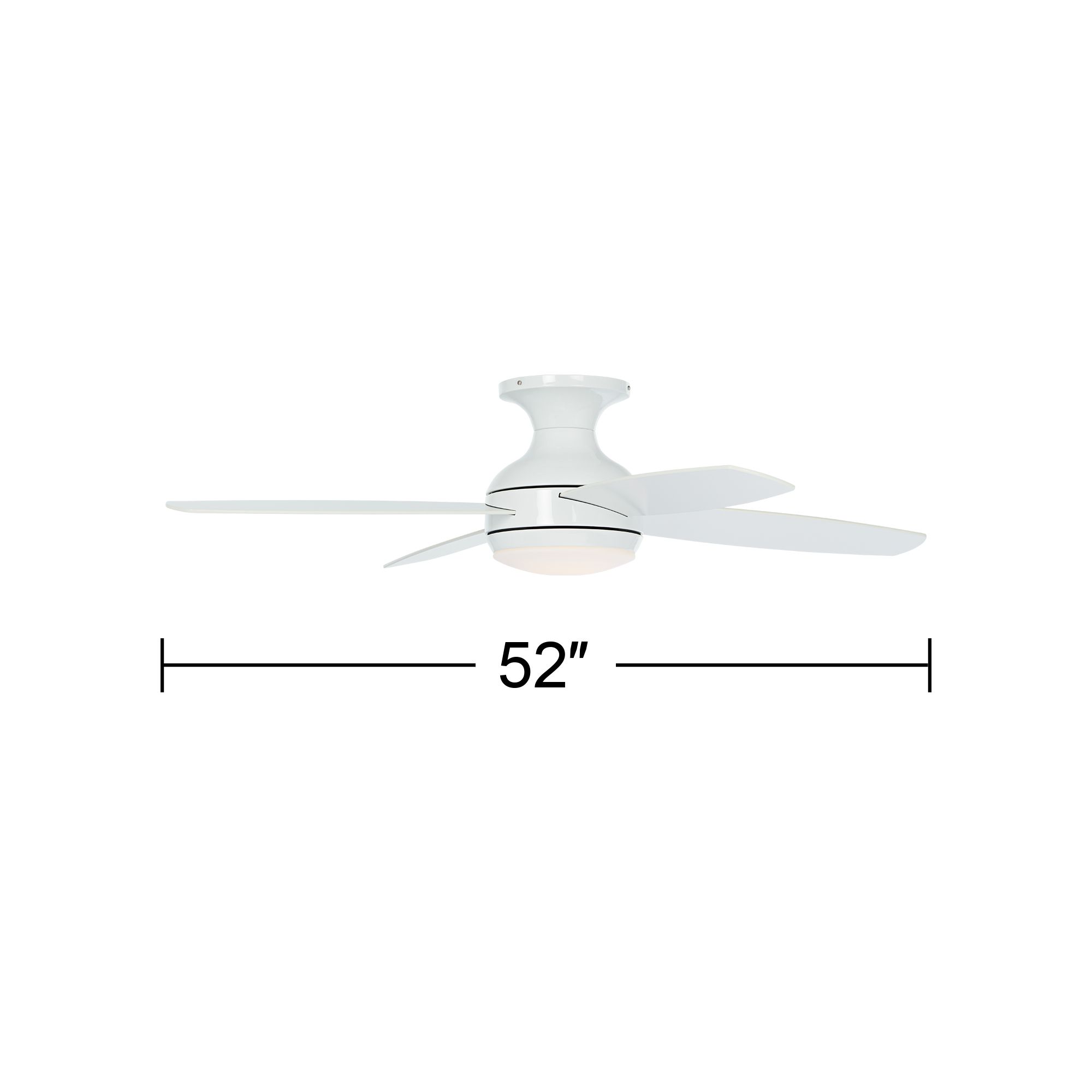 52" Casa Elite White LED Hugger Ceiling Fan with Remote Control in scene