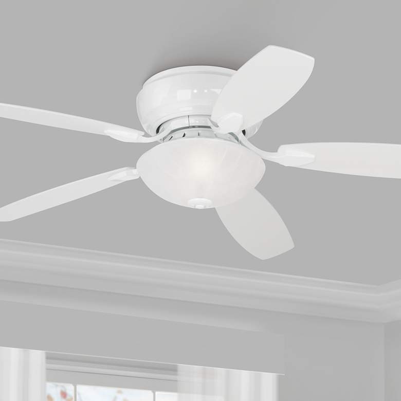 Image 1 52 inch Casa Habitat White Finish LED Hugger Ceiling Fan with Pull Chain