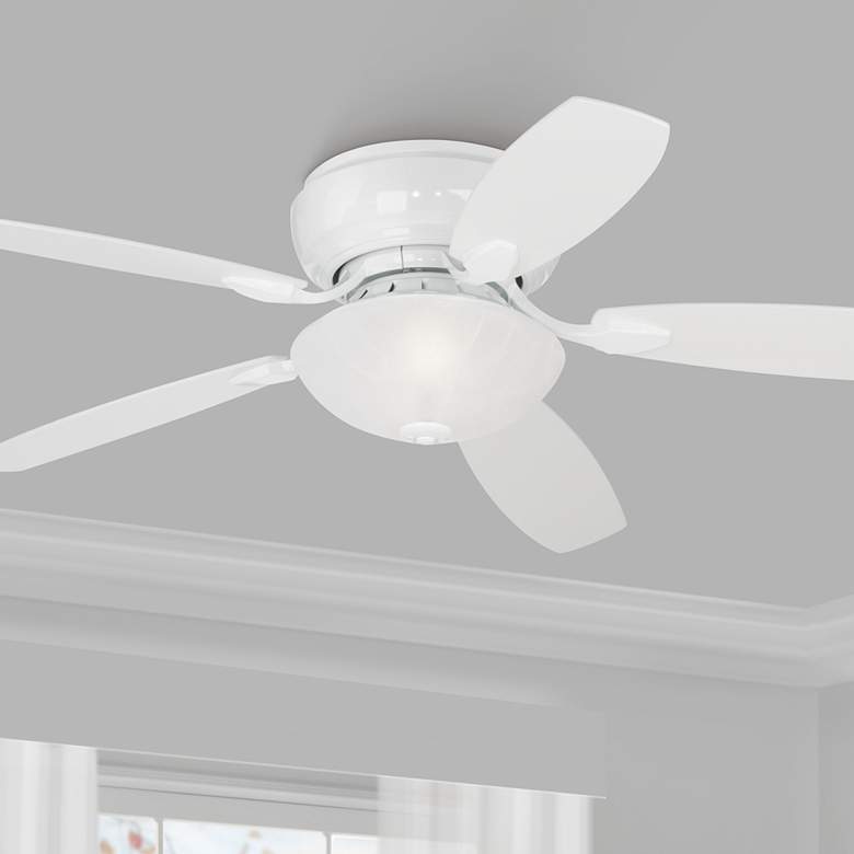 Image 1 52" Casa Habitat White Finish LED Hugger Ceiling Fan with Pull Chain