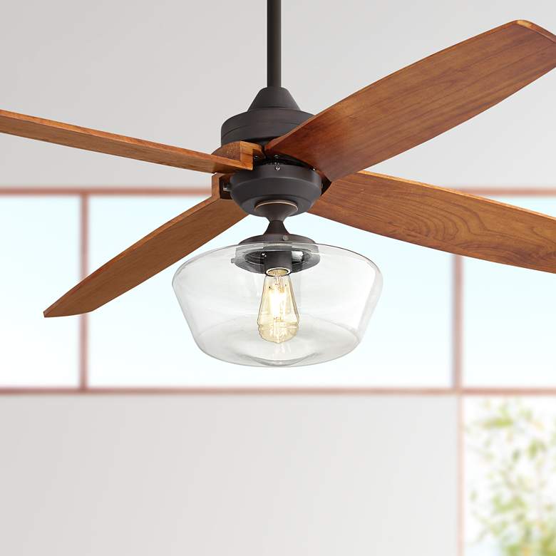 Image 1 52 inch Casa Impel&amp;#8482; Bronze Schoolhouse LED Ceiling Fan