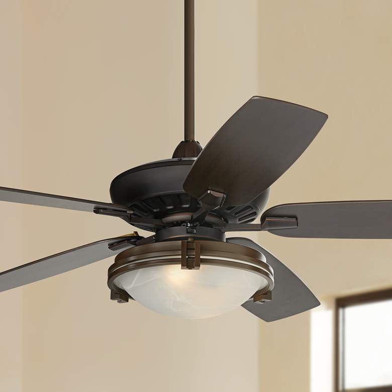 Image 1 52" Casa Journey Bronze Alabaster Glass LED Ceiling Fan with Remote