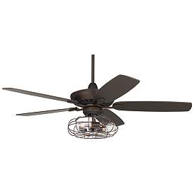 Image2 of 52" Casa Journey Bronze Vintage LED Cage Ceiling Fan with Remote
