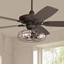 1_52" Casa Journey Bronze Vintage LED Cage Ceiling Fan with Remote