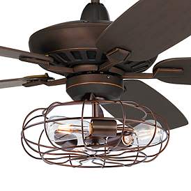 Image3 of 52" Casa Journey Bronze Vintage LED Cage Ceiling Fan with Remote more views