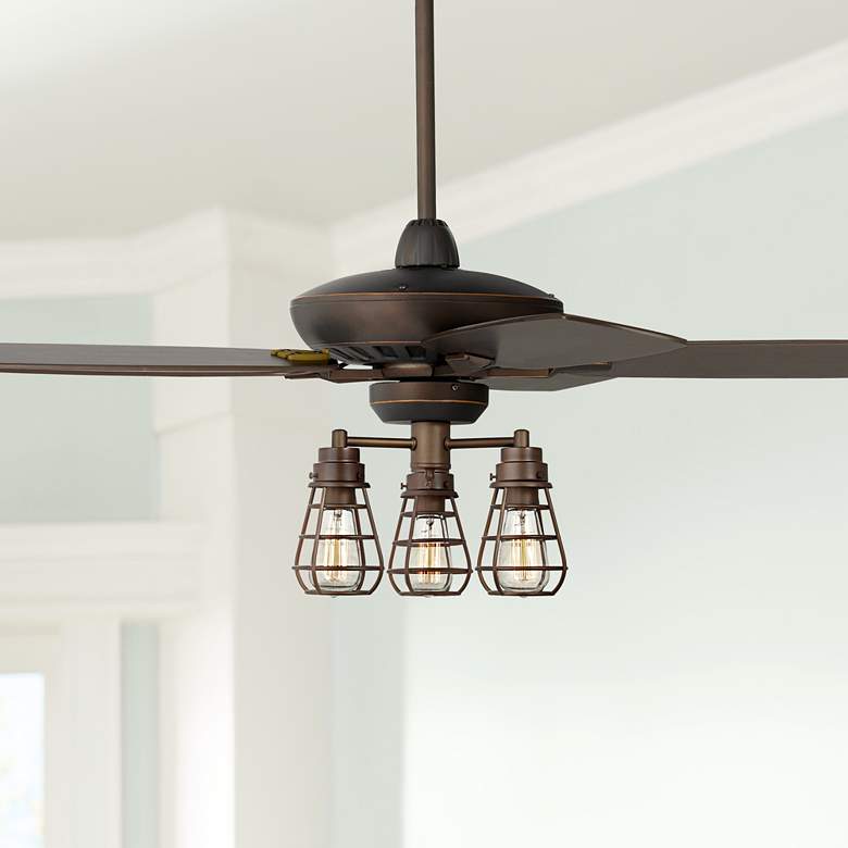 Image 1 52 inch Casa Journey Oil-Rubbed Bronze Cage LED Ceiling Fan with Remote