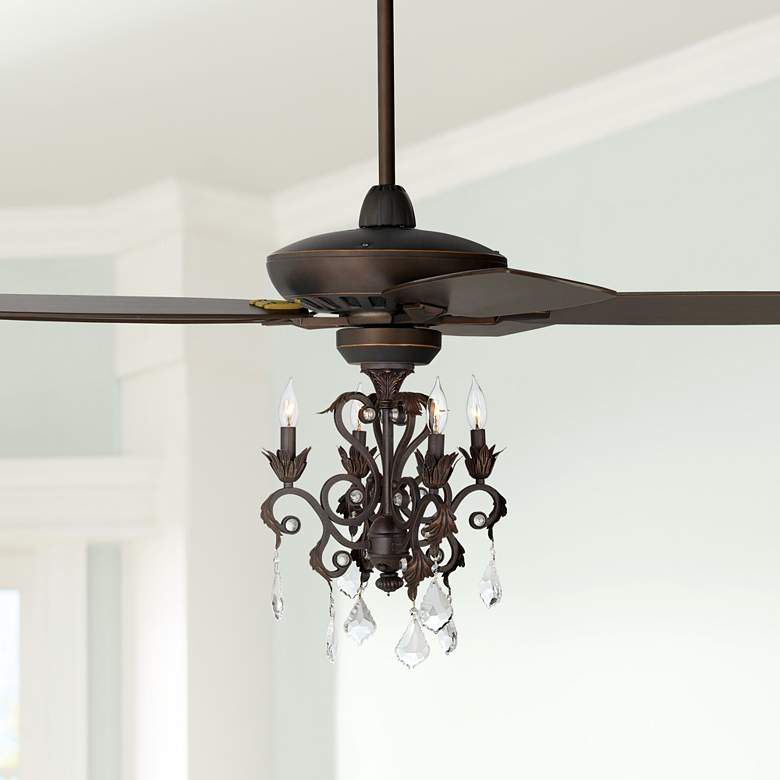 Image 1 52" Casa Journey Oil-Rubbed Bronze Crystal LED Ceiling Fan