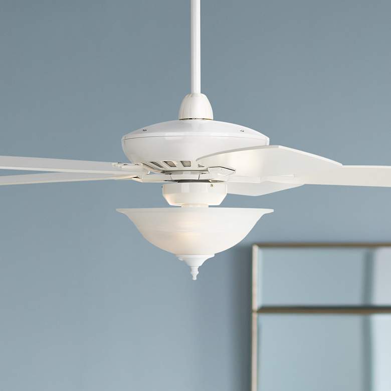 Image 1 52" Casa Journey White Alabaster Glass LED Ceiling Fan with Remote