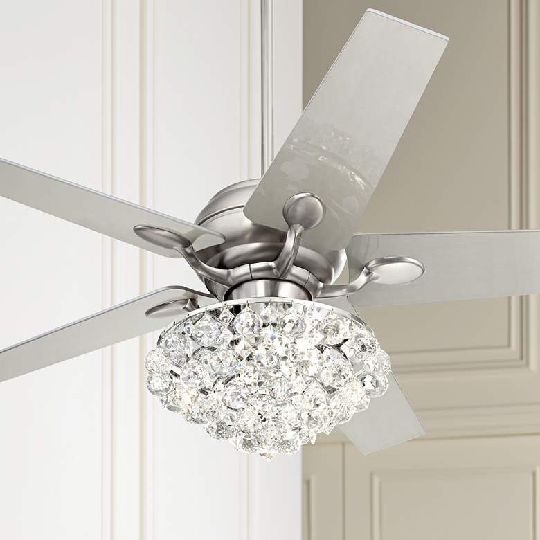 Image 1 52" Casa Optima Brushed Nickel Crystal LED Ceiling Fan