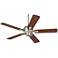 52" Casa Optima Brushed Nickel Teak Blades Ceiling Fan