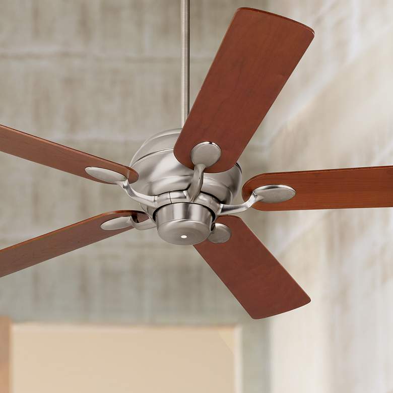 Image 1 52" Casa Optima Brushed Nickel Teak Blades Ceiling Fan