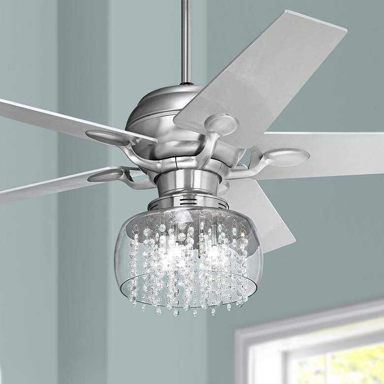 Image 1 52 inch Casa Optima&#8482; Brushed Steel and Crystal Ceiling Fan