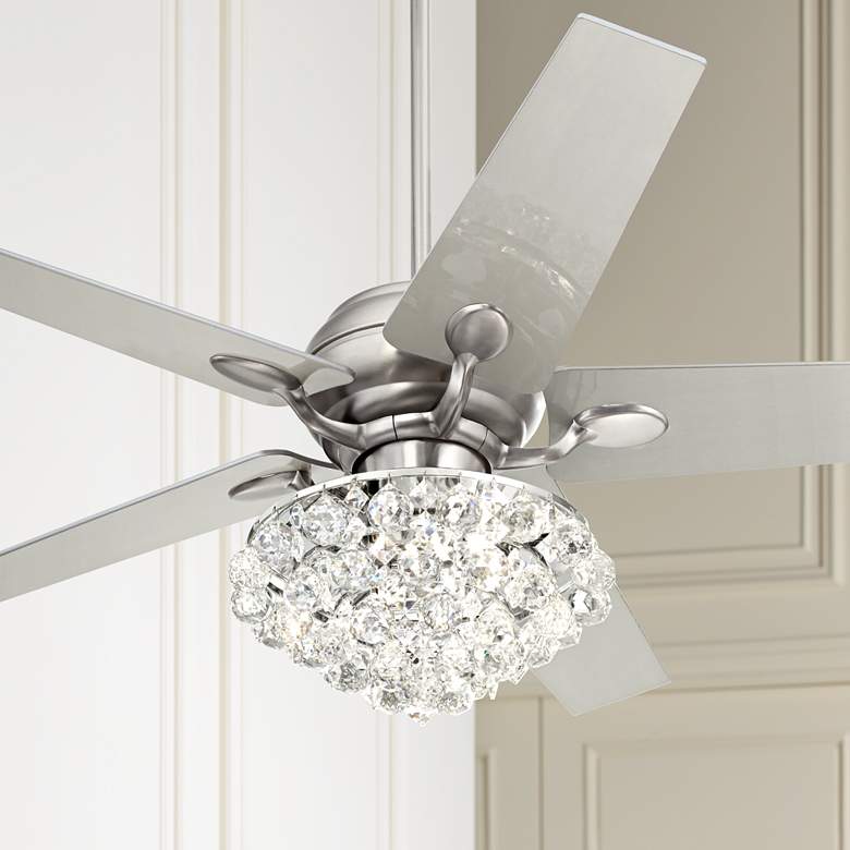 Image 1 52 inch Casa Optima&#8482; Brushed Steel Crystal Ceiling Fan