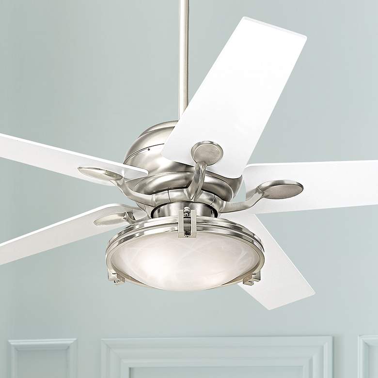 Image 1 52 inch Casa Optima Brushed Steel White Blades Ceiling Fan