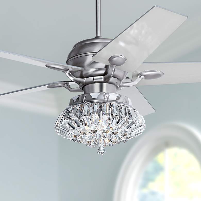 Image 1 52 inch Casa Optima Deco Crystal Brushed Steel LED Ceiling Fan
