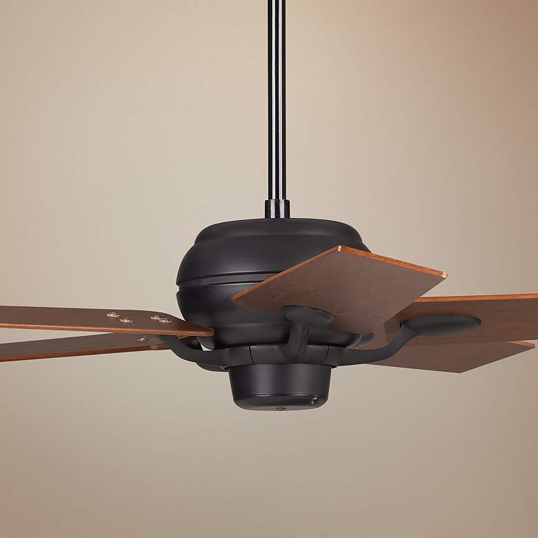 Image 1 52 inch Casa Optima Matte Black Tapered Teak Blades Ceiling Fan
