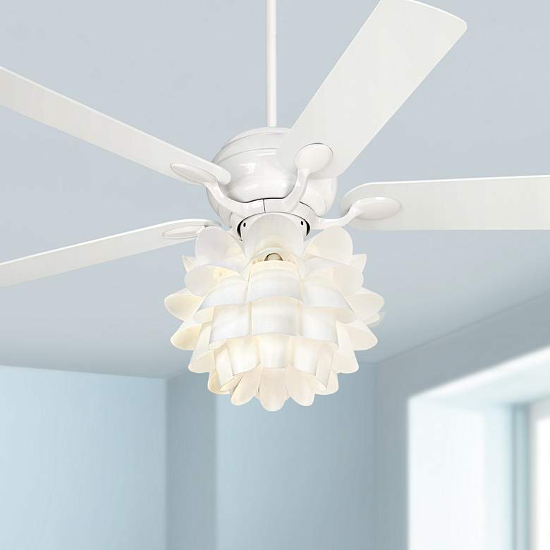 Image 1 52" Casa Optima White Square-Tip Flower LED Ceiling Fan