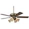 52" Casa Trilogy Brass and Amber Glass LED Ceiling Fan
