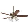 52" Casa Trilogy Brass and Barbizon Clear Glass LED Ceiling Fan