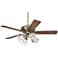 52" Casa Trilogy Brass and Barbizon Clear Glass LED Ceiling Fan