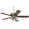 52" Casa Trilogy Brass and Bell Glass Lights Traditional Ceiling Fan