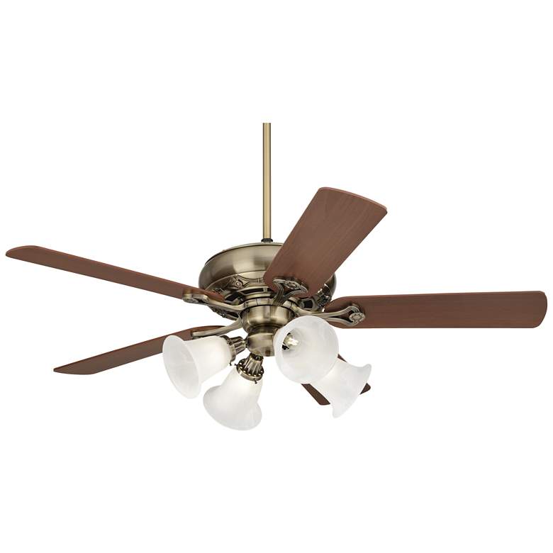 Image 2 52 inch Casa Trilogy Brass and Bell Glass Traditional Pull Chain Fan