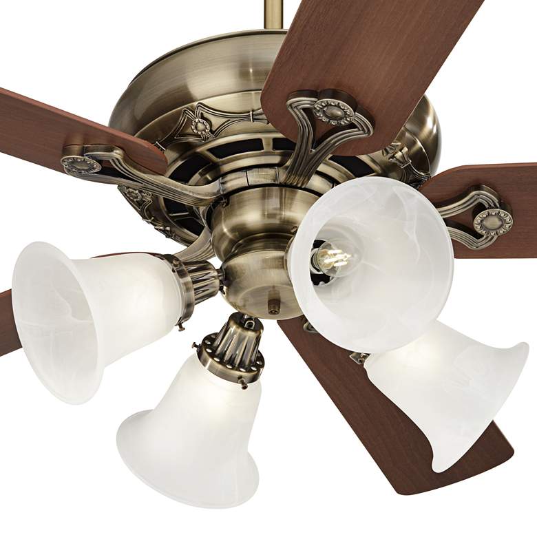 Image 3 52 inch Casa Trilogy Brass and Bell Glass Traditional Pull Chain Fan more views