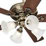 52" Casa Trilogy Brass and Bell Glass Traditional Pull Chain Fan