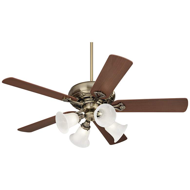Image 5 52 inch Casa Trilogy Brass and Bell Glass Traditional Pull Chain Fan more views