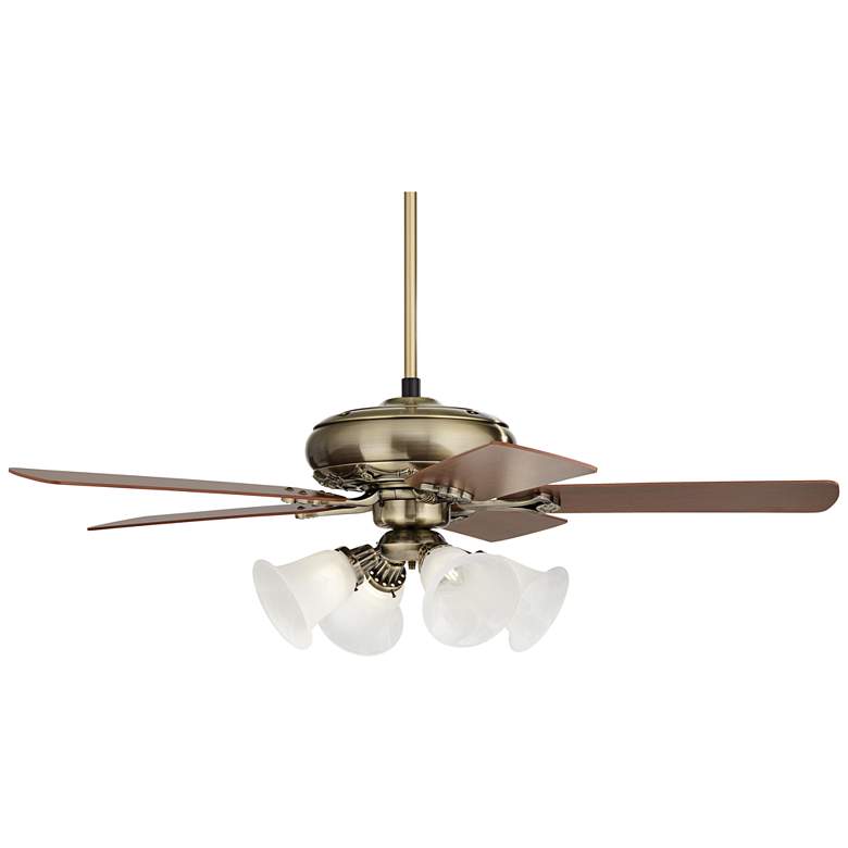 Image 6 52 inch Casa Trilogy Brass and Bell Glass Traditional Pull Chain Fan more views