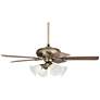 52" Casa Trilogy Brass and Bell Glass Traditional Pull Chain Fan