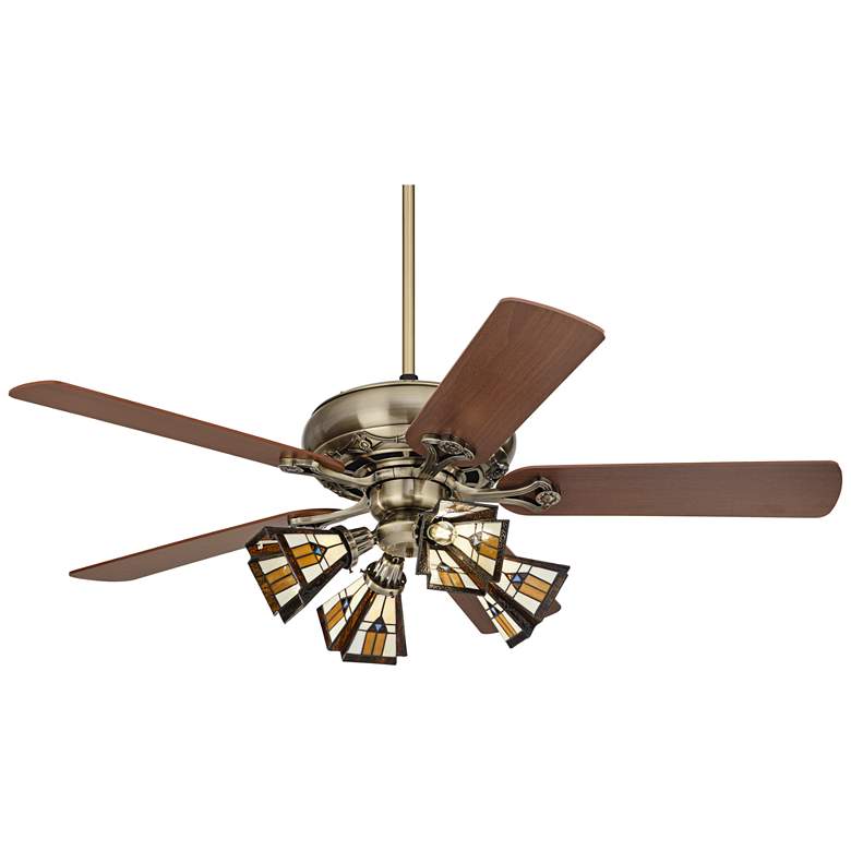 Image 2 52 inch Casa Trilogy Brass and Mission Glass LED Ceiling Fan