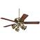 52" Casa Trilogy Brass and Mission Glass LED Ceiling Fan