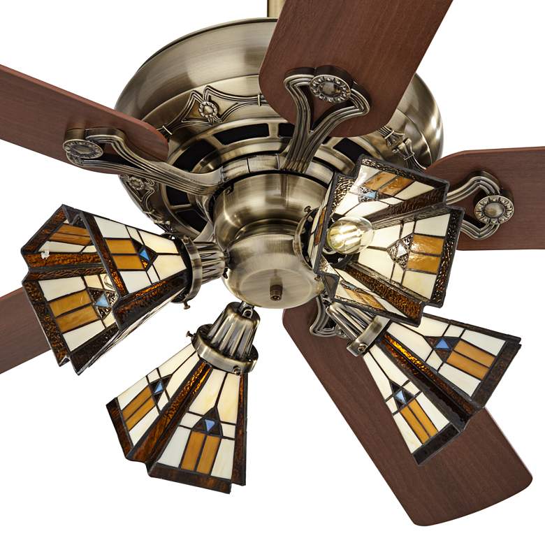 Image 3 52 inch Casa Trilogy Brass and Mission Glass LED Ceiling Fan more views