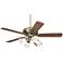 52" Casa Trilogy Traditional Brass Square Glass Pull Chain Ceiling Fan